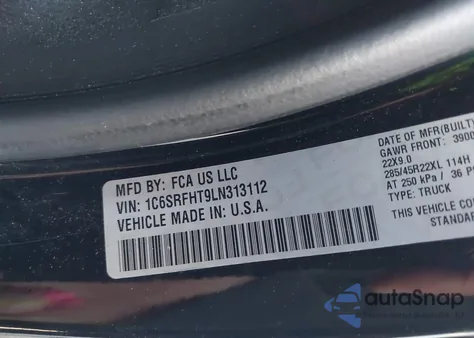 2020 Ram 1500 Limited 4X4 5'7 Box from USA, damaged, VIN 1C6SRFHT9LN313112